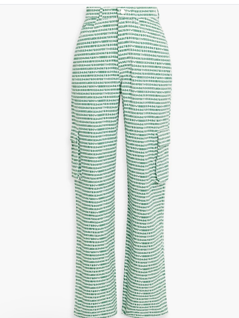 Shrimps Anette Good Luck Printed Patch Green and White Cargo Pants